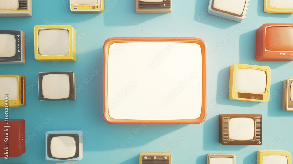 Retro TV boxes cut out with frame screen cut out Retro TV boxes cut out with frame screen cut out