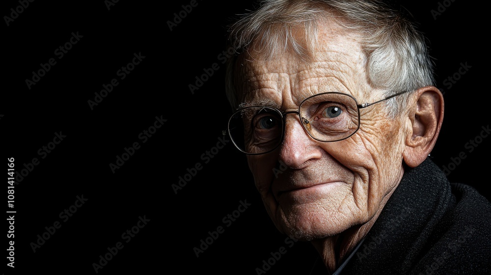 Elderly man in a suit, smiling kindly, HDR capturing every detail of his face, with bright, dynamic lighting illuminating the scene Elderly man in a suit, smiling kindly, HDR capturing every detail of his face, with bright, dynamic lighting illuminating the scene
