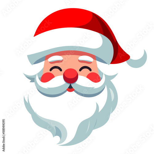 happy smiling santa face. Vector.