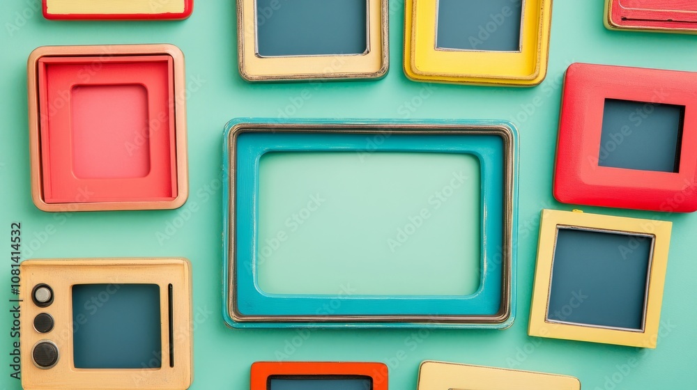 Retro TV boxes cut out with frame screen cut out Retro TV boxes cut out with frame screen cut out