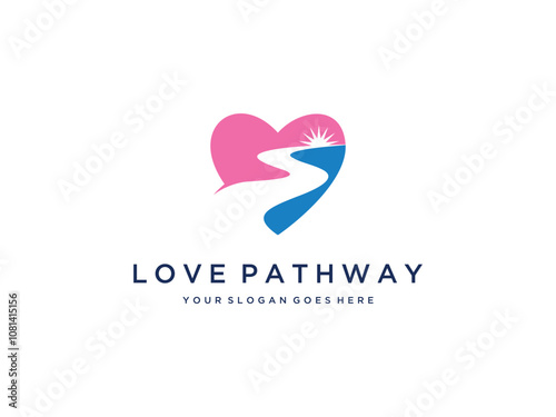 love pathway logo design concept vector template