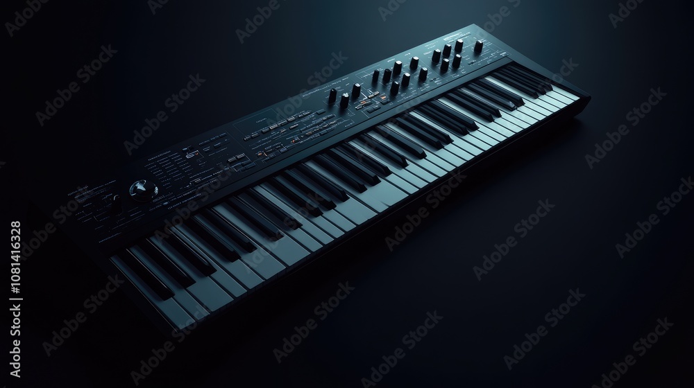 Black Synthesizer Keyboard with Control Panel Black Synthesizer Keyboard with Control Panel