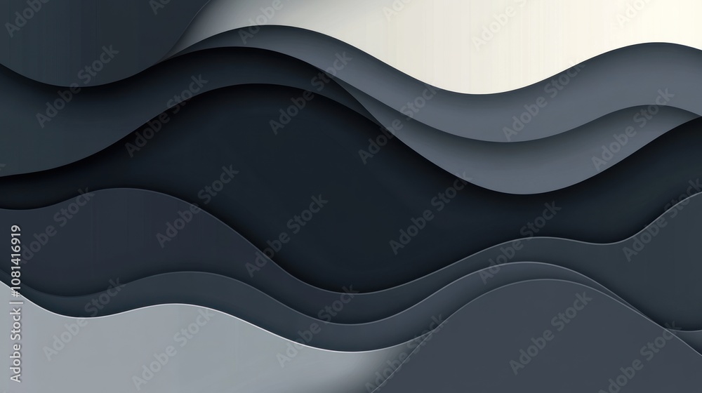 Abstract wavy design in shades of gray, creating a modern, layered visual effect. Abstract wavy design in shades of gray, creating a modern, layered visual effect.