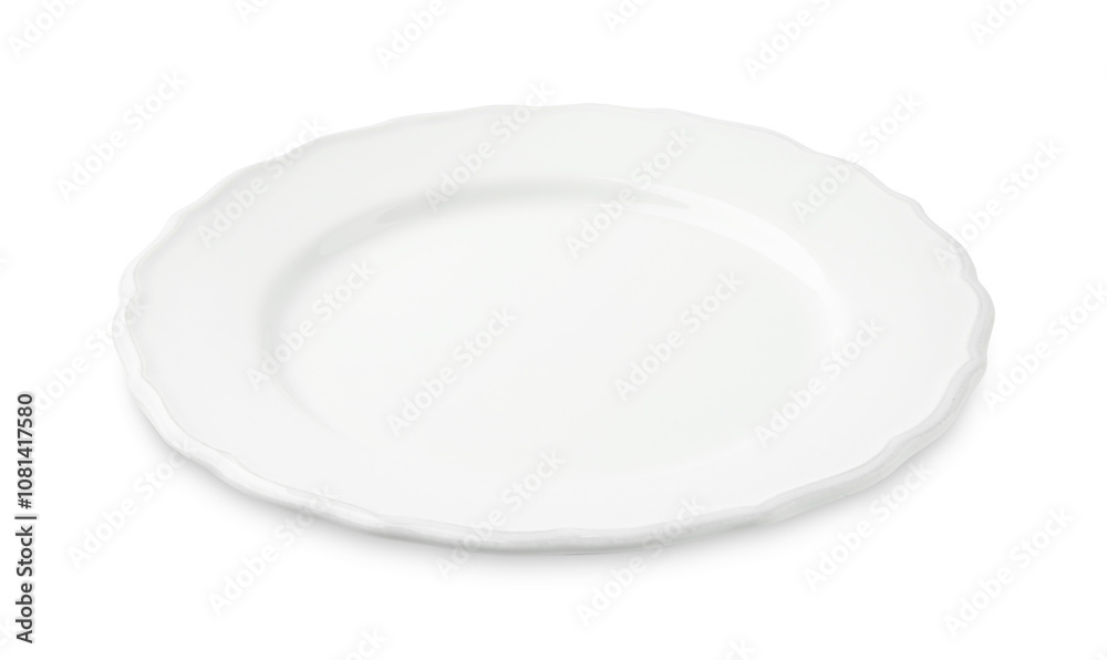 One empty ceramic plate isolated on white One empty ceramic plate isolated on white