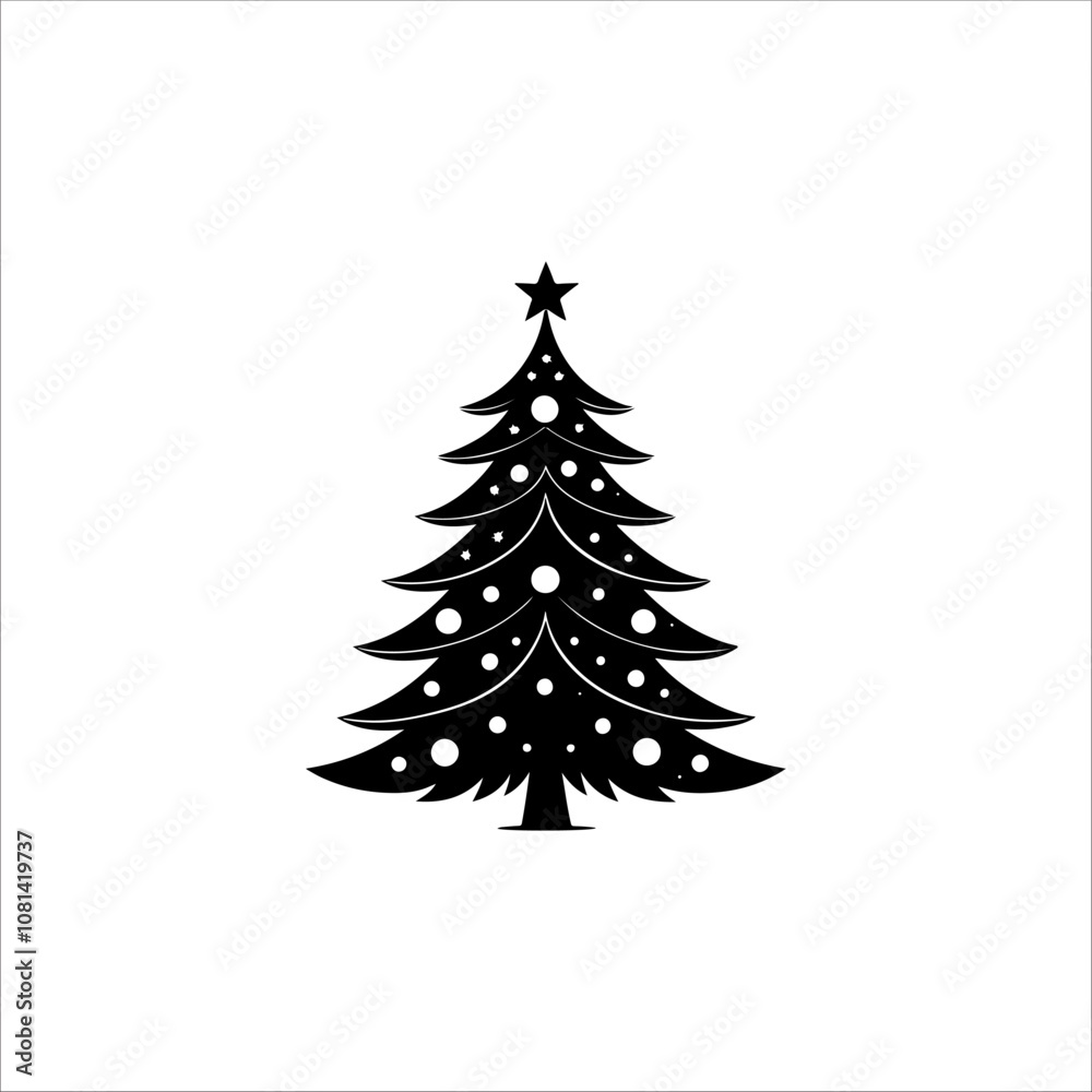 Obraz premium Silhouette of a Christmas tree. Christmas tree vector. Christmas tree silhouette icon.