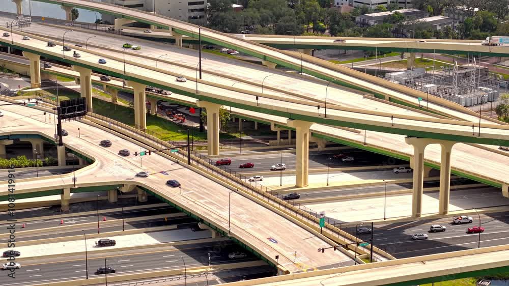 Aerial view of the complexities of a highway interchange in Orlando Floirida Aerial view of the complexities of a highway interchange in Orlando Floirida