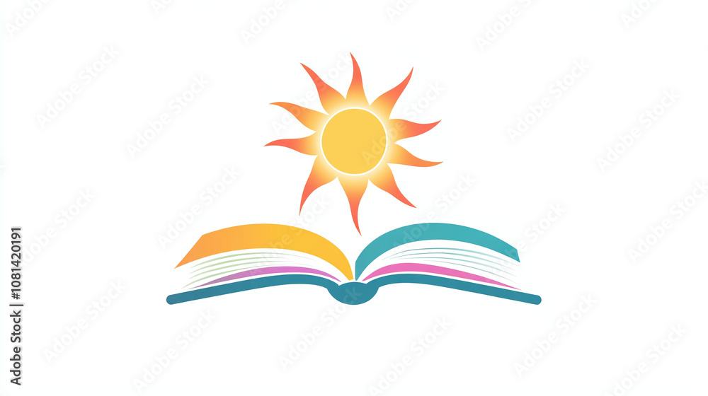 A colorful logo design of a bright sun rising over an open book, conveying hope, knowledge, and educational progress. A colorful logo design of a bright sun rising over an open book, conveying hope, knowledge, and educational progress.