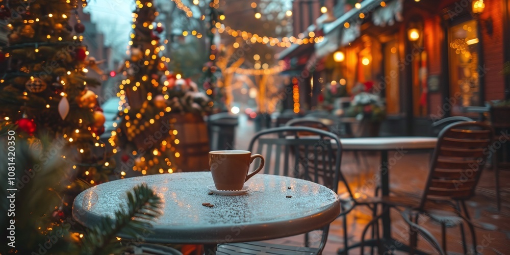 There is coffee on the table with beautiful lighting in the background.
There is coffee on the table with beautiful lighting in the background.