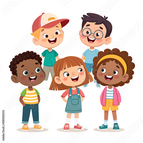 Set of kids character  on white background