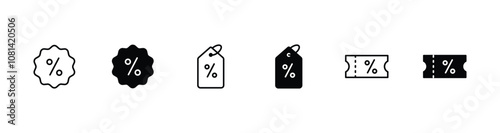 Discount percent tag icon set vector	