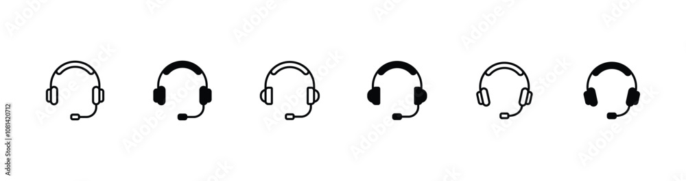 Headphones icon set. Customer support symbol vector Headphones icon set. Customer support symbol vector
