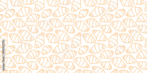 Bread pattern background. doodle croissant pattern background. bread seamless pattern background. bakery theme pattern. croissant seamless pattern background.