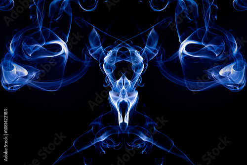 art of blue smoke movement abstract on black background