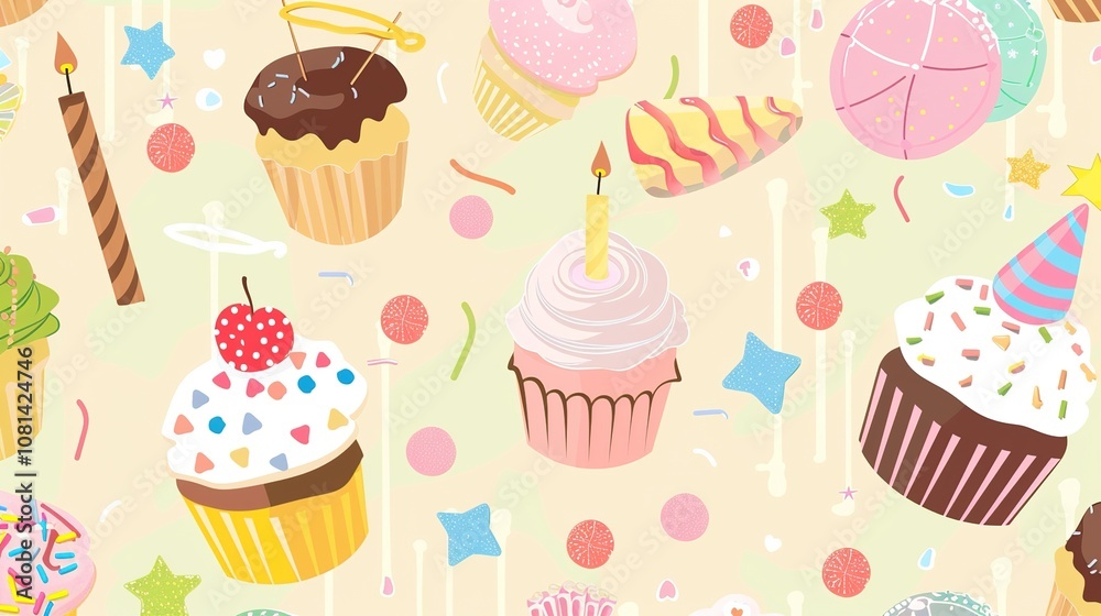 Set the Scene for Fun with Delicious Birthday Desserts Background! Set the Scene for Fun with Delicious Birthday Desserts Background!