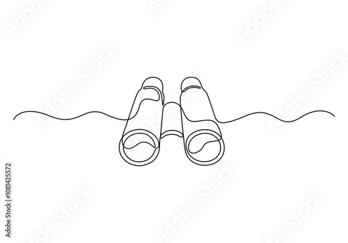 Continuous one line drawing of Binocular. Binocular single line art vector design. Military concept vector illustration