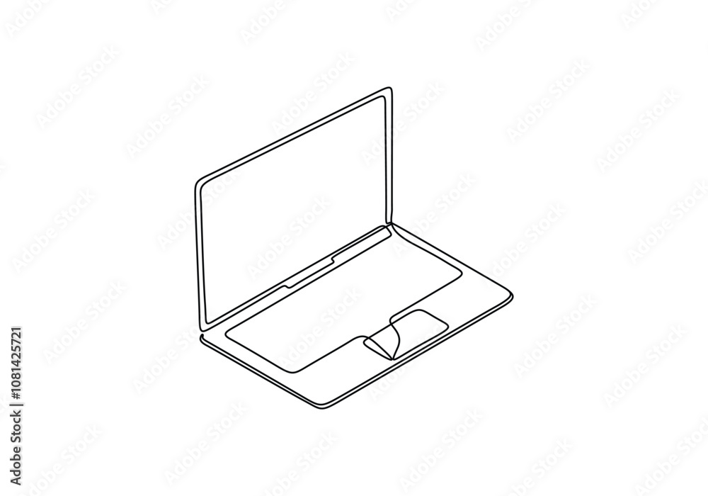 Continuous line drawing of a laptop isolated on a white background. Personal computer. Vector illustration