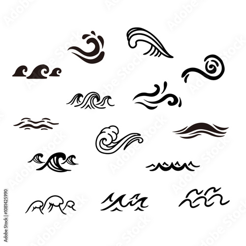 波のイラストセット