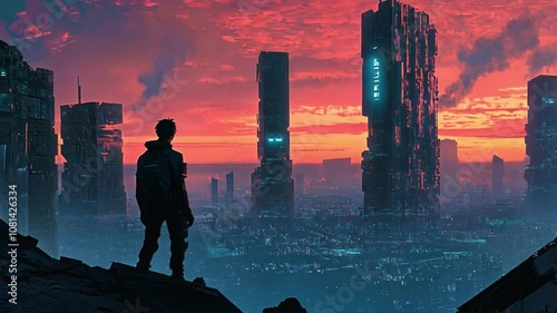 Futuristic Cityscape at Sunset