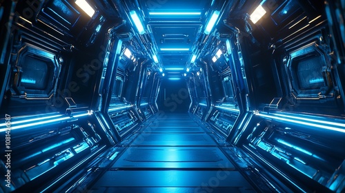 _3d_rendering_of_blue_neon_glowing_spaceship_corridor_hallway":