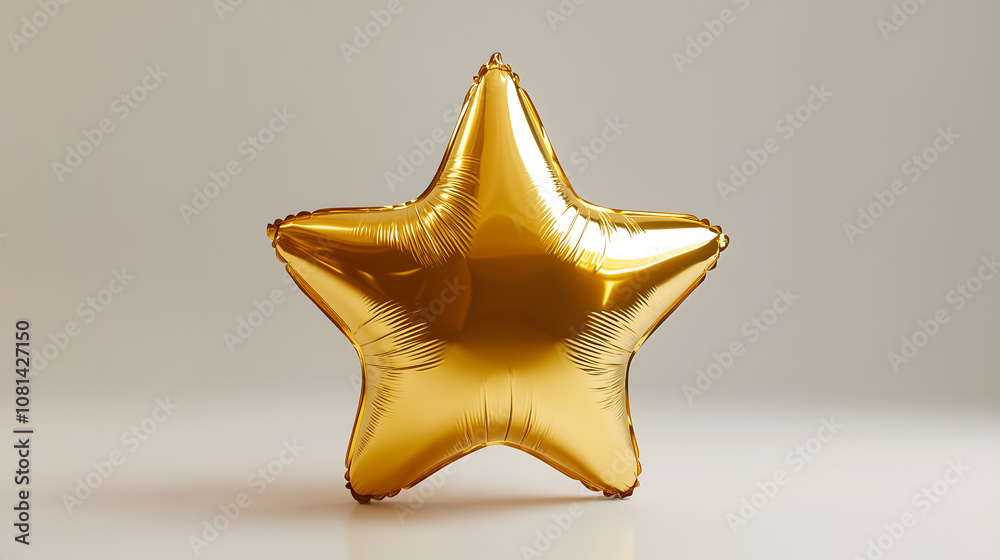 Gold star-shaped foil balloon, isolated on a white background Gold star-shaped foil balloon, isolated on a white background