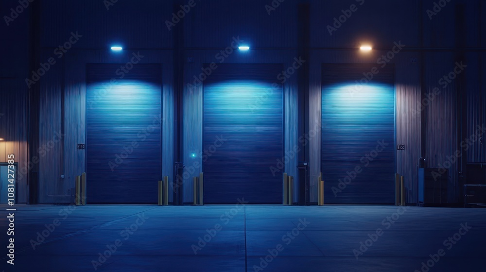 Three Garage Doors at Night Three Garage Doors at Night