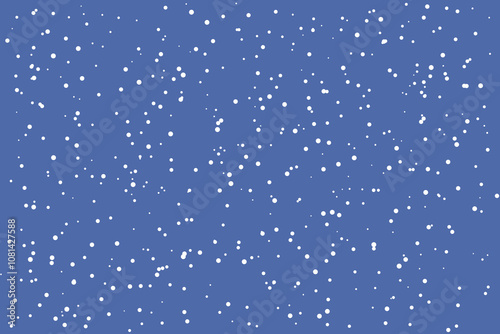 White snow flakes texture. Winter snowfall night background flat style.