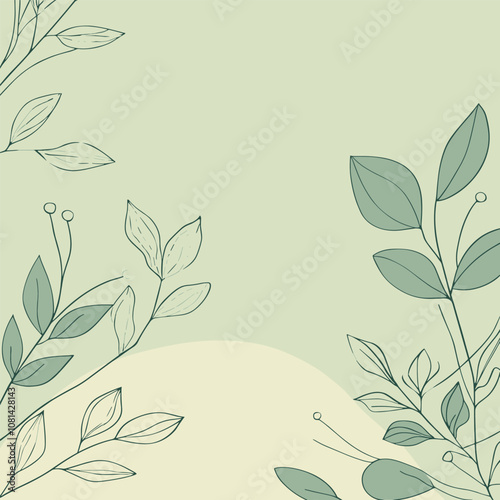 Botanical Pattern with Green Leaves on a Soft Background