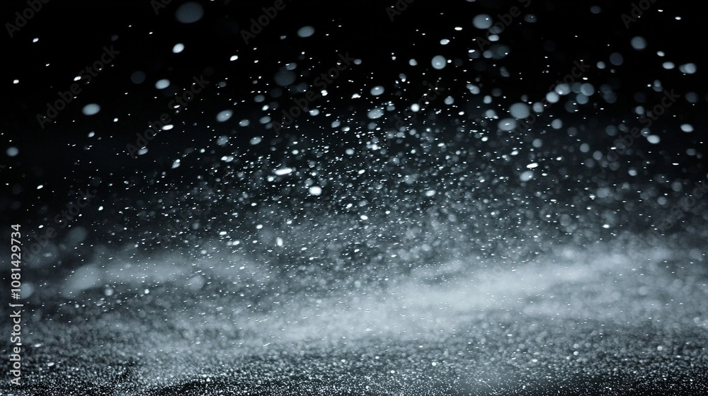 A black background with a white misty fog and sparkling particles that evoke a sense of winter, cold, and magic. A black background with a white misty fog and sparkling particles that evoke a sense of winter, cold, and magic.