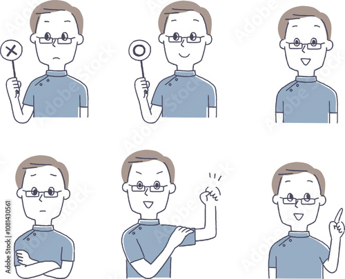 男性医師の表情セット