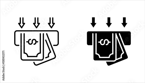 Set of money withdraw icons. Banking and transaction concept. vector illustration on white background