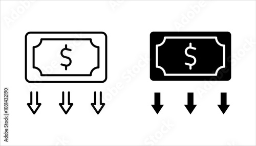 Set of money withdraw icons. Banking and transaction concept. vector illustration on white background