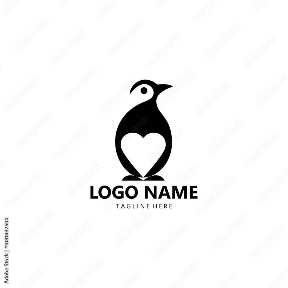 Obraz premium love penguin logo design vector