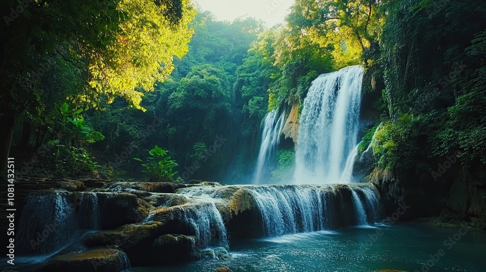 Waterfall in Lush Rainforest Waterfall in Lush Rainforest