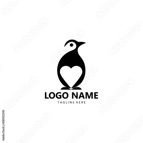 love penguin logo design vector