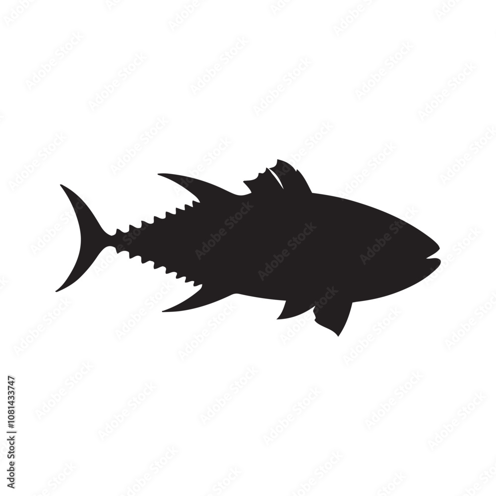 Graceful silhouette of a tuna, tuna silhouette vector illustration. tuna silhouette simple vector icon Graceful silhouette of a tuna, tuna silhouette vector illustration. tuna silhouette simple vector icon
