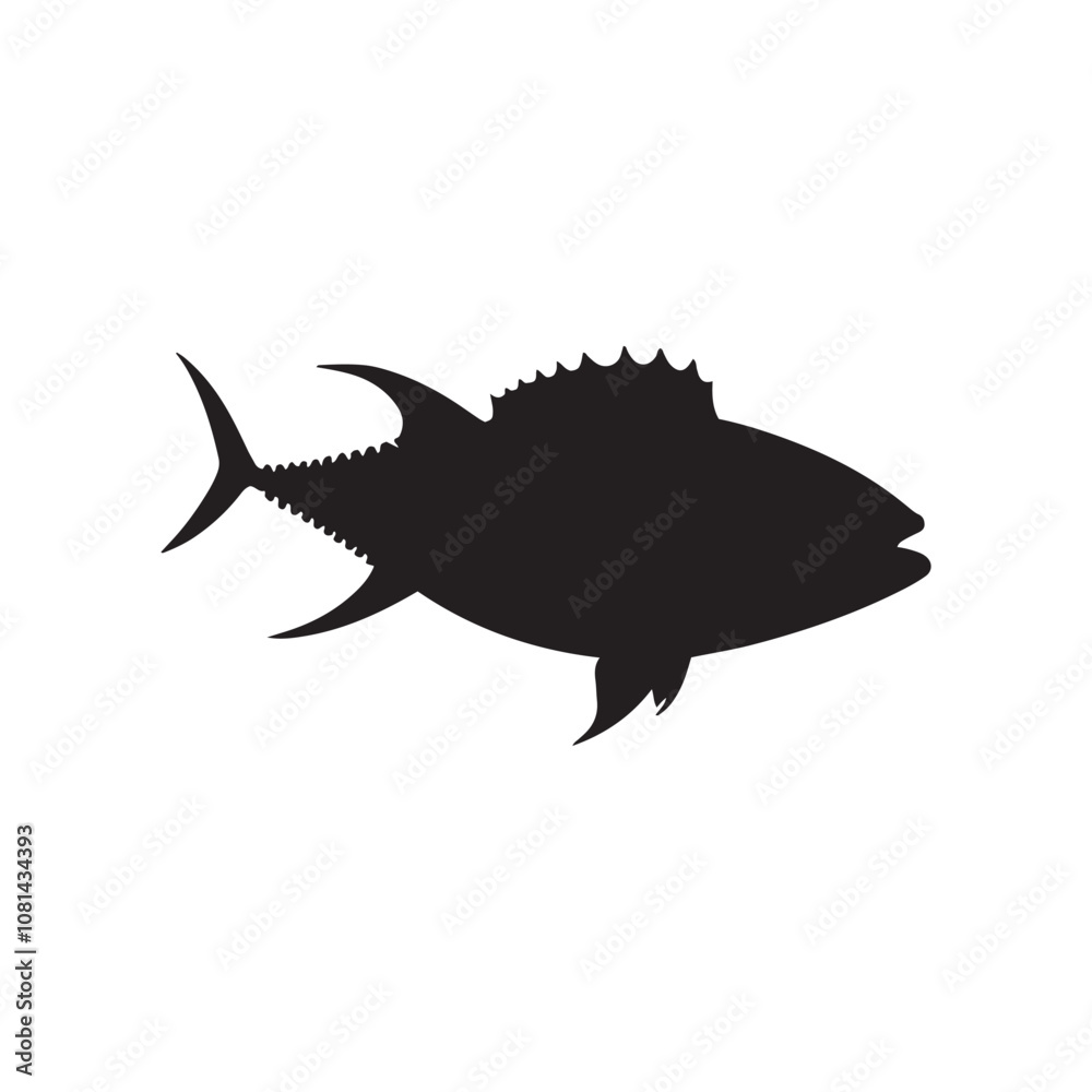 Obraz premium Graceful silhouette of a tuna, tuna silhouette vector illustration. tuna silhouette simple vector icon