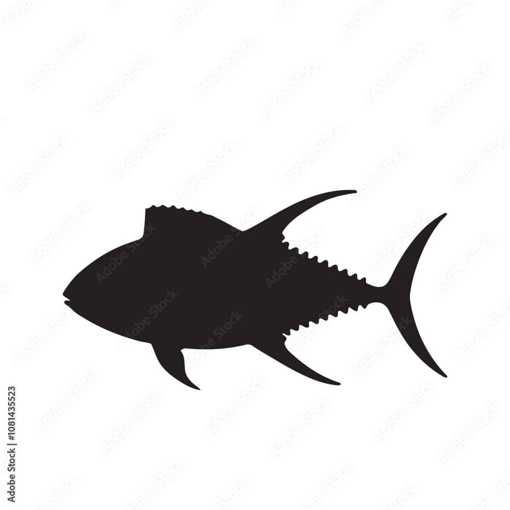 Graceful silhouette of a tuna, tuna silhouette vector illustration. tuna silhouette simple vector icon Graceful silhouette of a tuna, tuna silhouette vector illustration. tuna silhouette simple vector icon