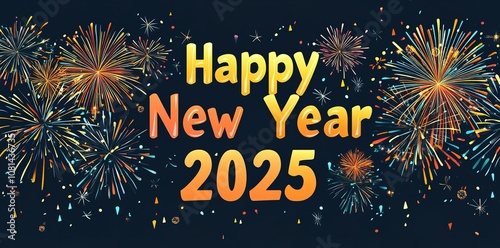 Wallpaper Mural "_2025_text_with_colorful_fireworks_in_the_center_vector_illus": Torontodigital.ca