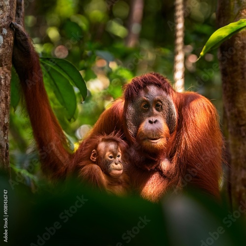 The Lush Jungles and Exotic Wildlife of Borneo, Shared by Malaysia, Indonesia, and Brunei, Featuring Orangutans, Proboscis Monkeys, and the Diverse Biodiversity of One of Earth’s Oldest Rainforests photo