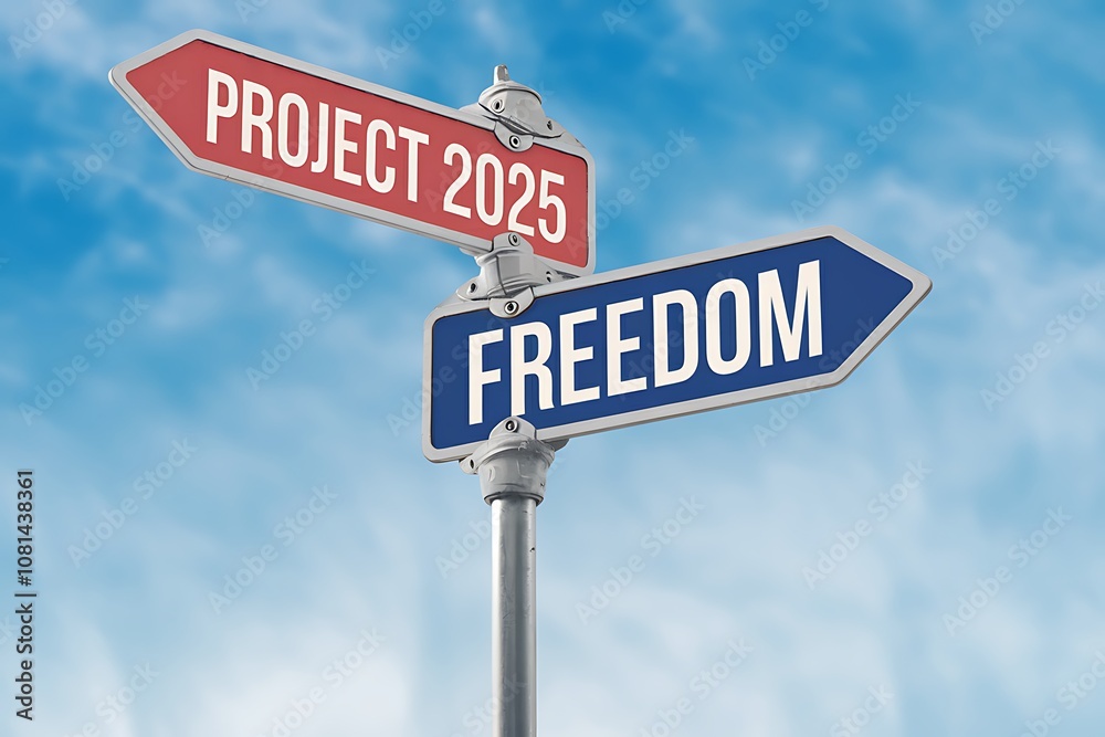 Project 2025 and Freedom Directional Sign Project 2025 and Freedom Directional Sign