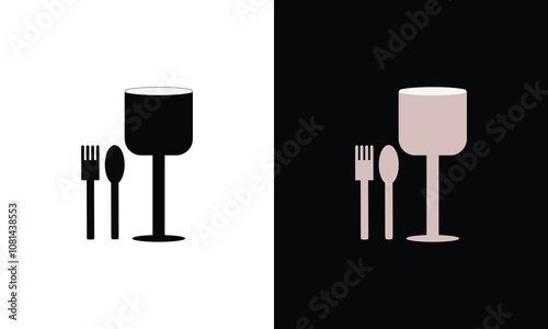 Food icon. Restaurants icon. Fork, spoon and cup. Food icon with two color variation