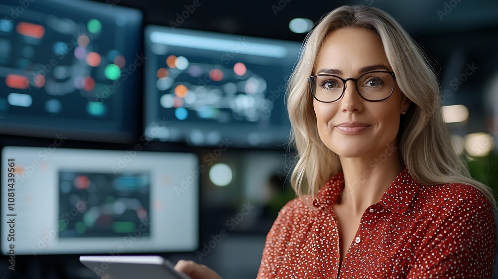 Focused Blonde Woman in Glasses Sitting at Desk Working on Computer and Paperwork in Office or Workplace Setting Focused Blonde Woman in Glasses Sitting at Desk Working on Computer and Paperwork in Office or Workplace Setting