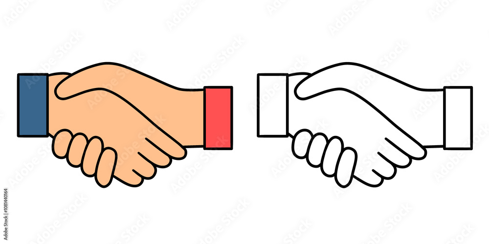 Handshake Deal Transaction Flat Icon, Line Art, business agreement, arrangement, success, deal. Greeting. Handshake Deal Transaction Flat Icon, Line Art, business agreement, arrangement, success, deal. Greeting.