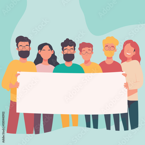 Group of Diverse People Holding Blank Banner