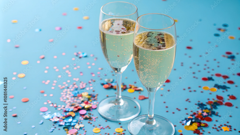 two glasses of champagne and gift two glasses of champagne and gift
