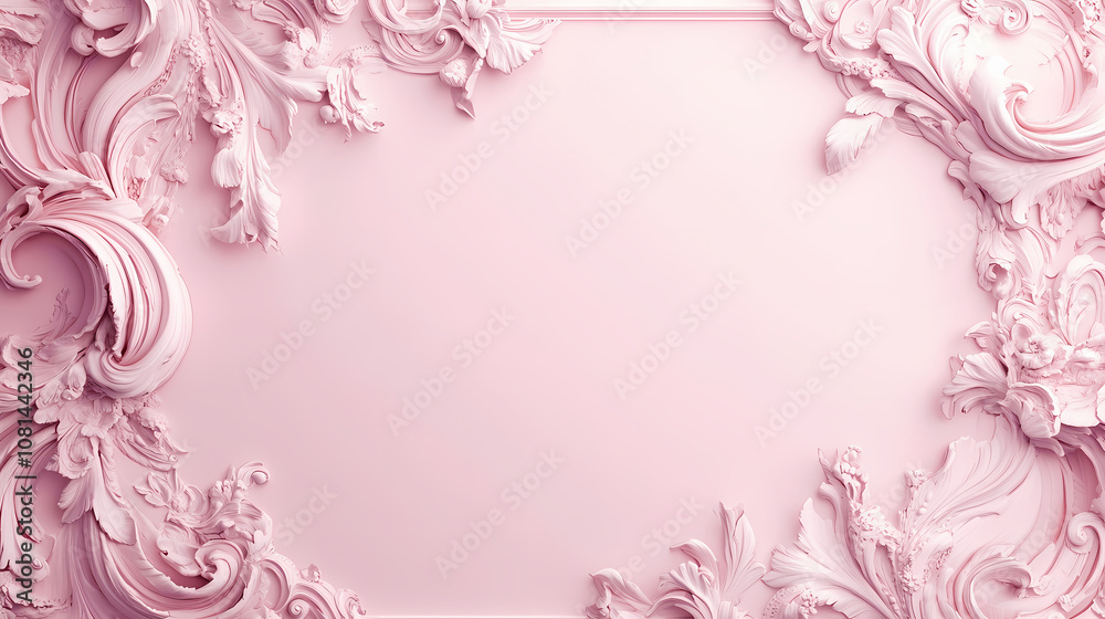 Baroque wallpaper, pastel pink frame, elegant, soft, long shot. Baroque. Illustration Baroque wallpaper, pastel pink frame, elegant, soft, long shot. Baroque. Illustration