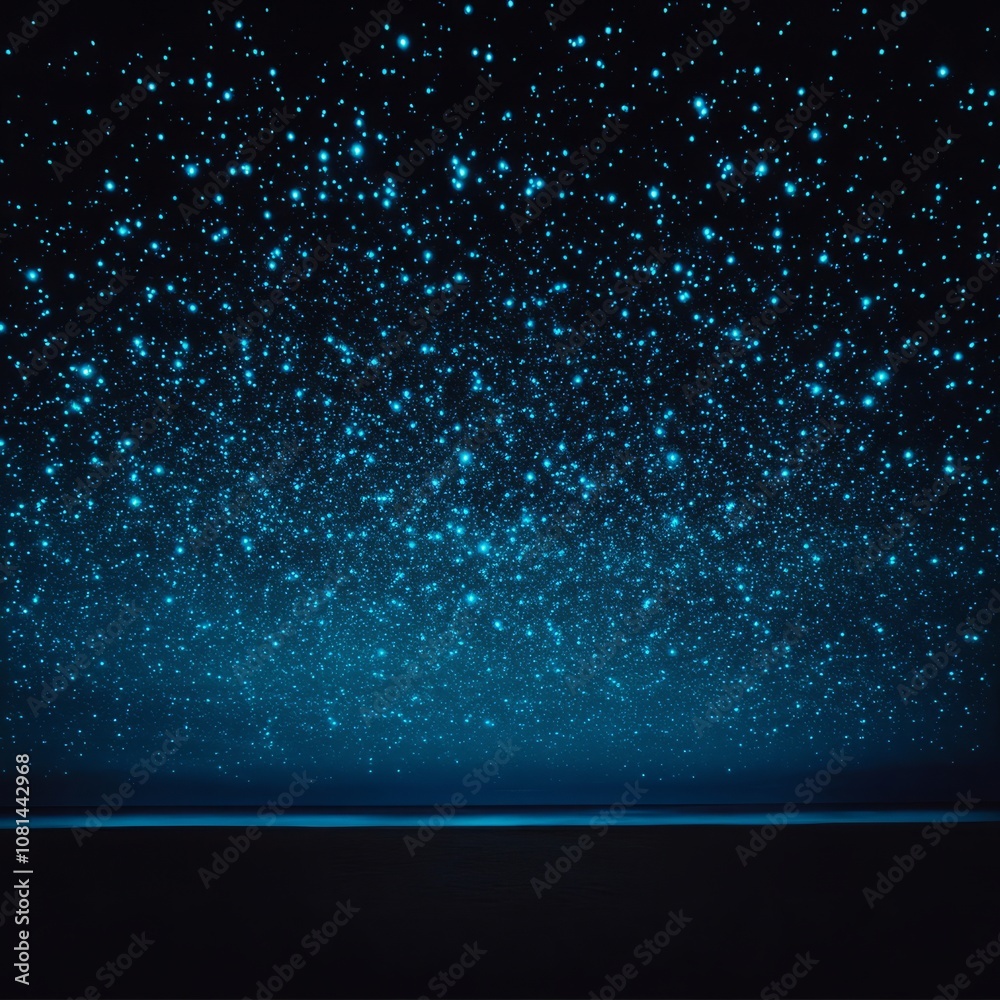 Naklejka premium Abstract blue glitter background with a horizon line.
