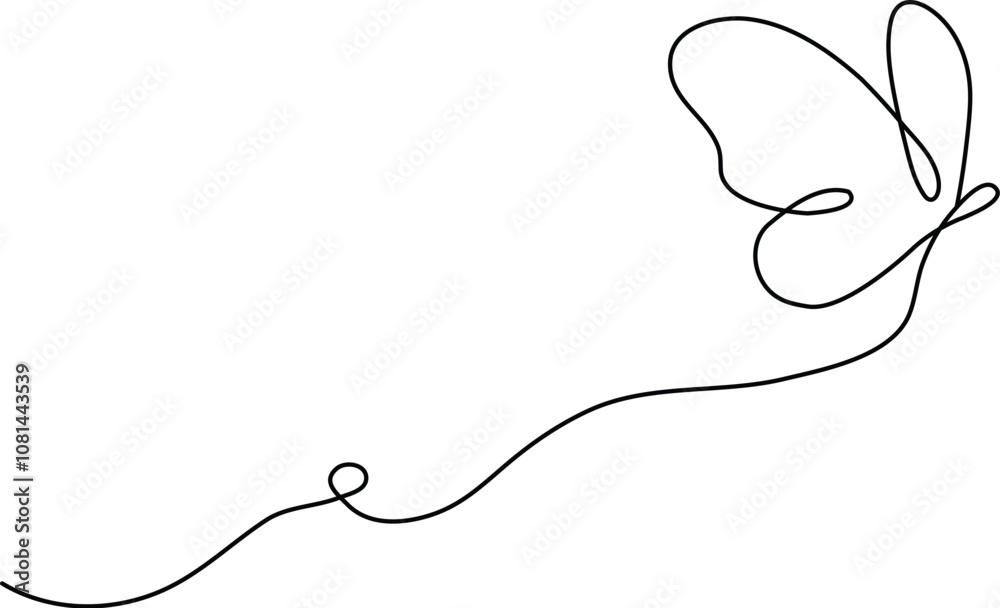 Continuous butterfly one line drawing and simple single outline vector Drawing Continuous butterfly one line drawing and simple single outline vector Drawing