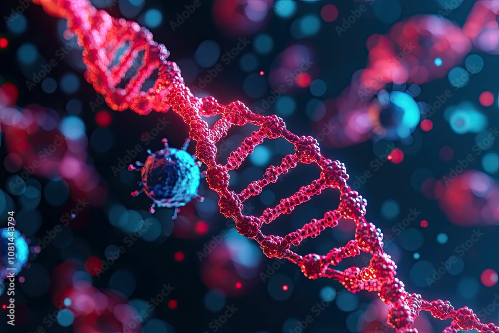 biotechnology and genetics concept, A vibrant depiction of DNA strands with detailed molecular structures, highlighting the complexity of genetics and biological processes. biotechnology and genetics concept, A vibrant depiction of DNA strands with detailed molecular structures, highlighting the complexity of genetics and biological processes.