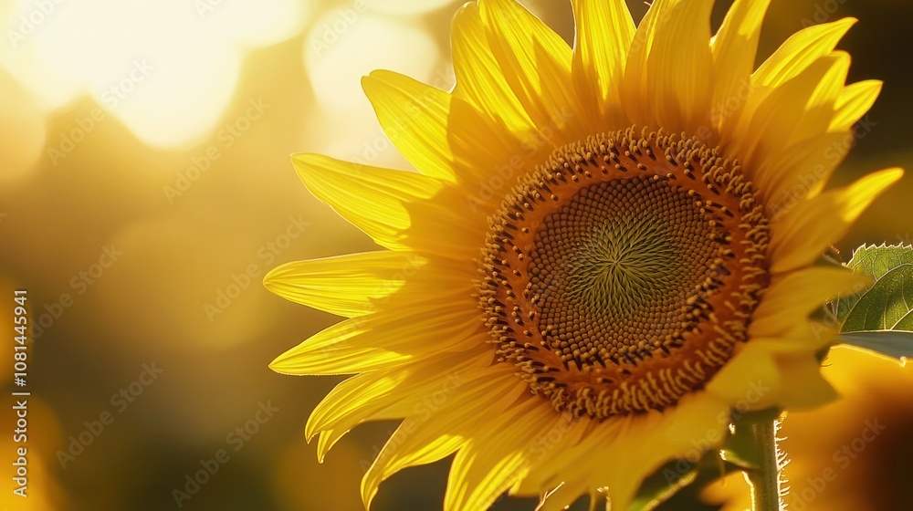 Fototapeta premium Golden Sunflower in the Sunlight